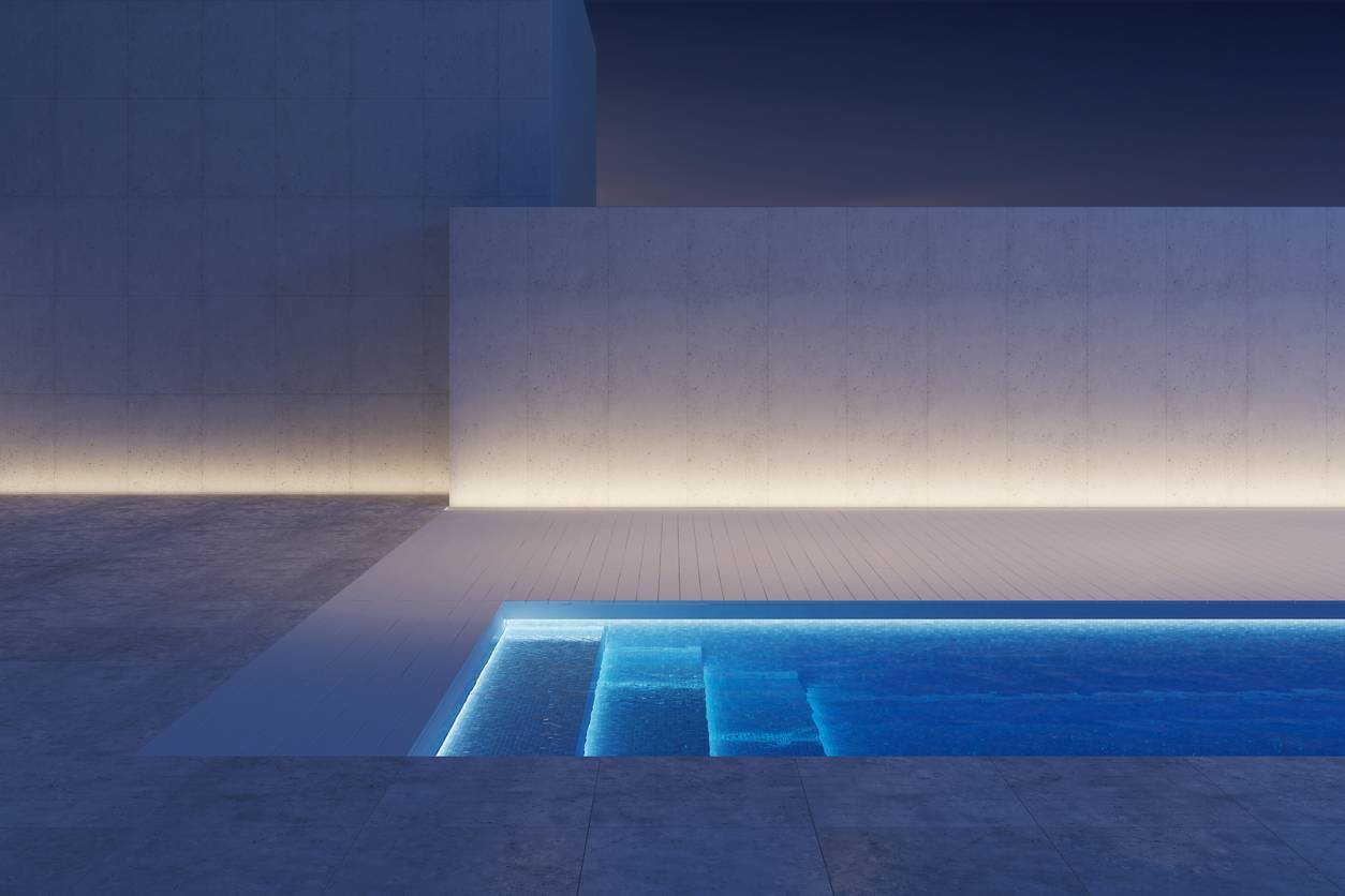 éclairage d'ambiance extérieur piscine ruban led