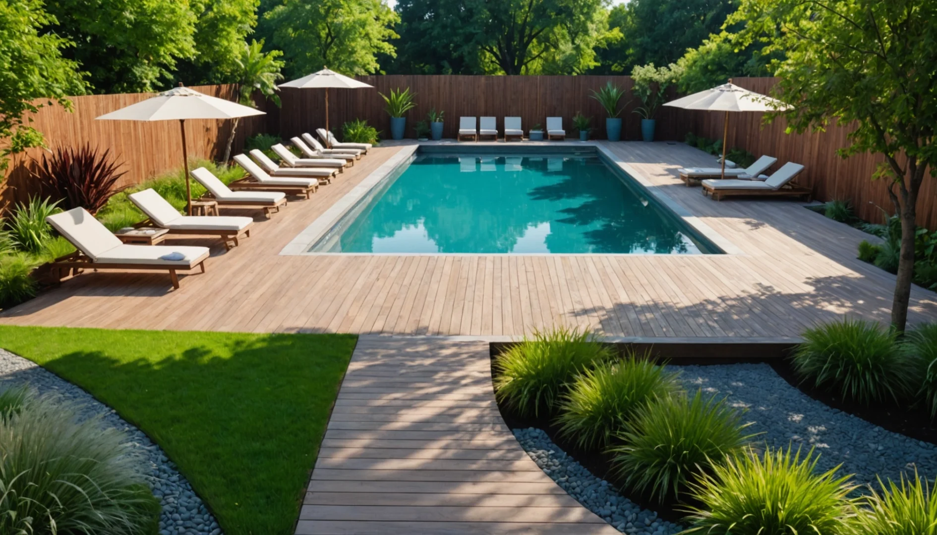 jardin moderne avec piscine