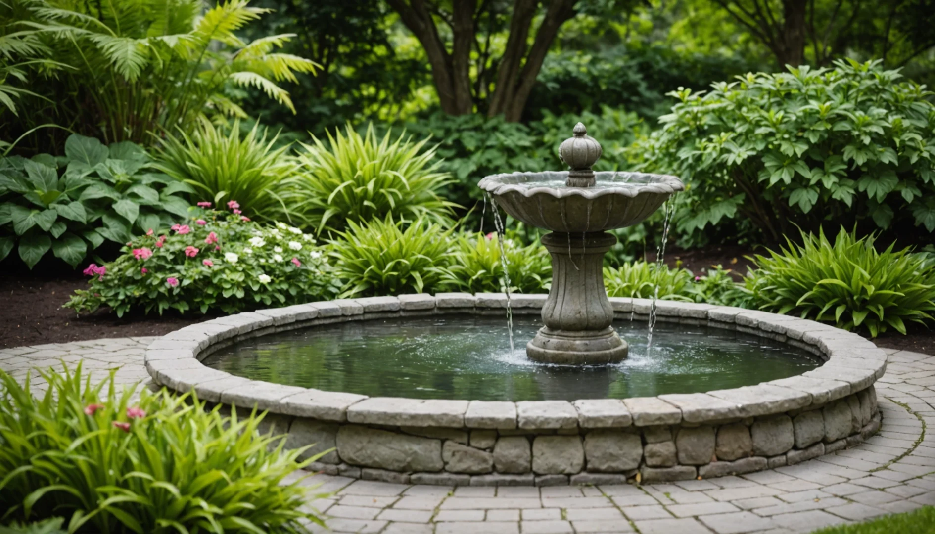 petite fontaine dans le jardin