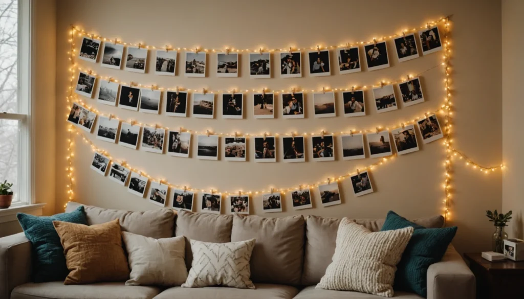 accrocher des photos sur une corde
