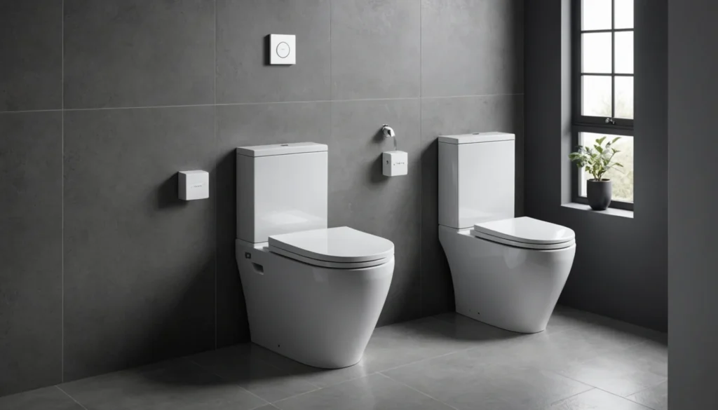 toilettes modernes avec réservoir encastré