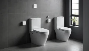 toilettes modernes avec réservoir encastré