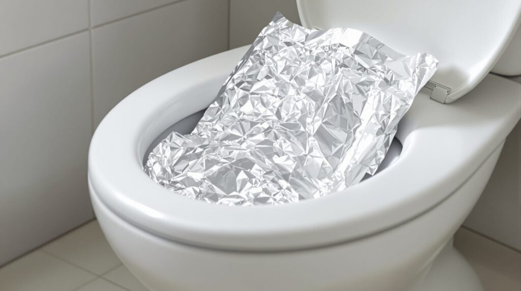 pourquoi mettre du papier aluminium dans la cuvette des toilettes