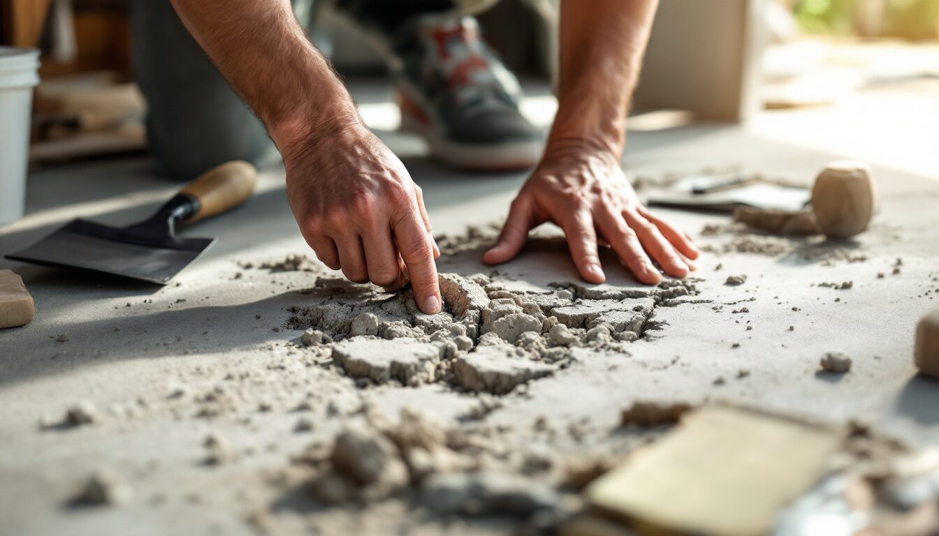 dalle béton qui part en poussière