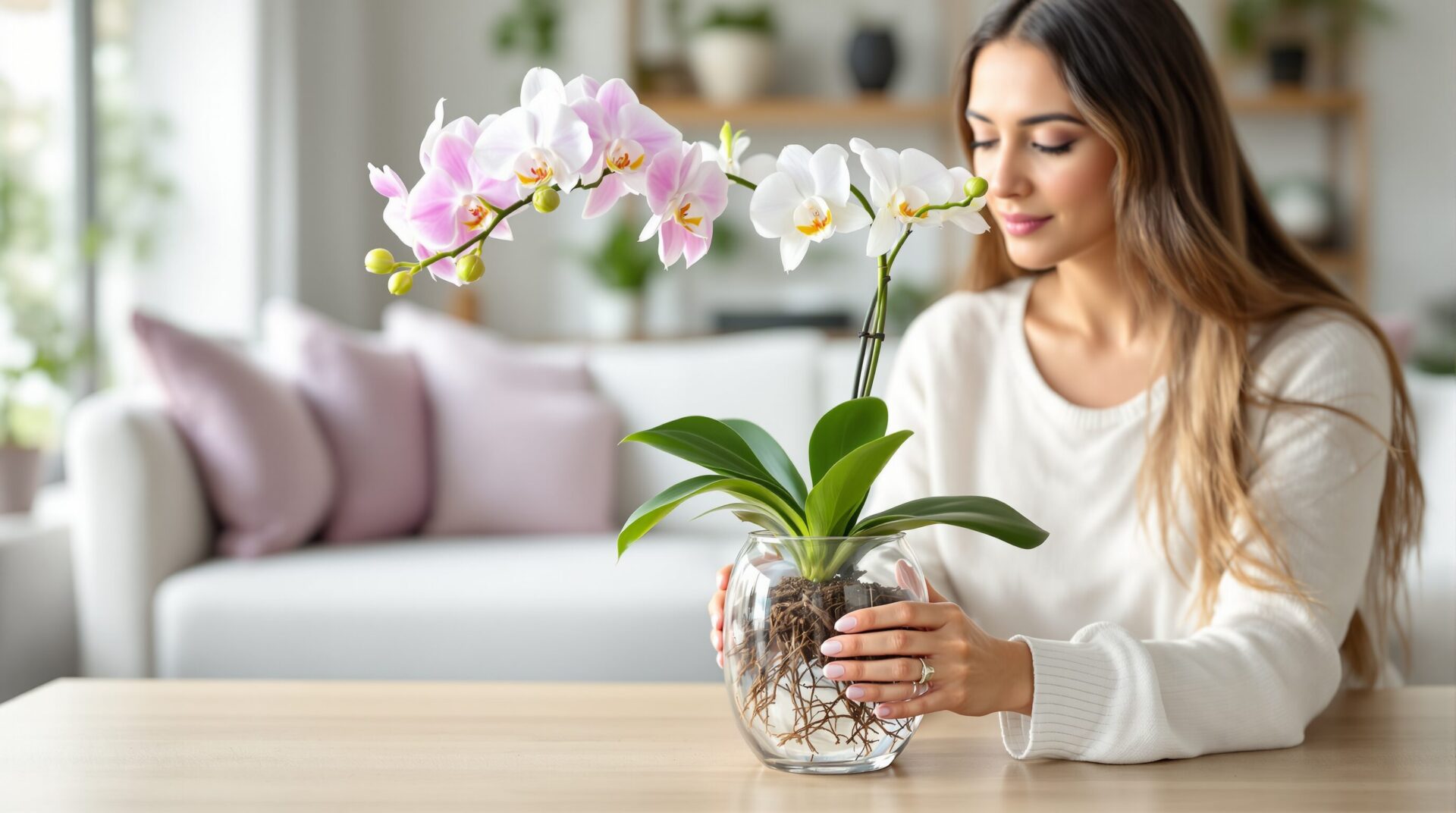 orchidée vase transparent