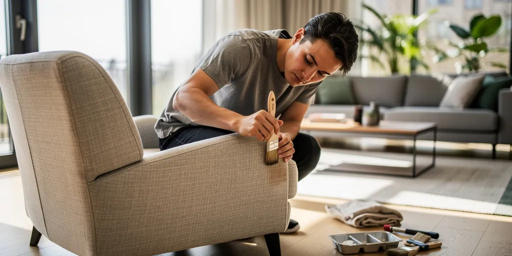 peindre un fauteuil en tissu