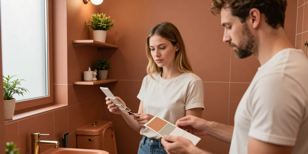 toilettes couleur terracotta
