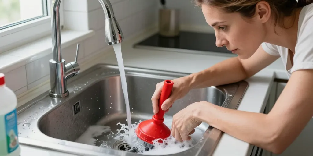 evier cuisine bouché que faire