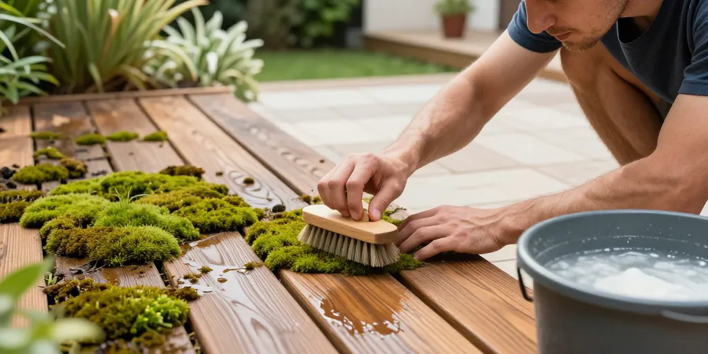 enlever le vert sur terrasse bois