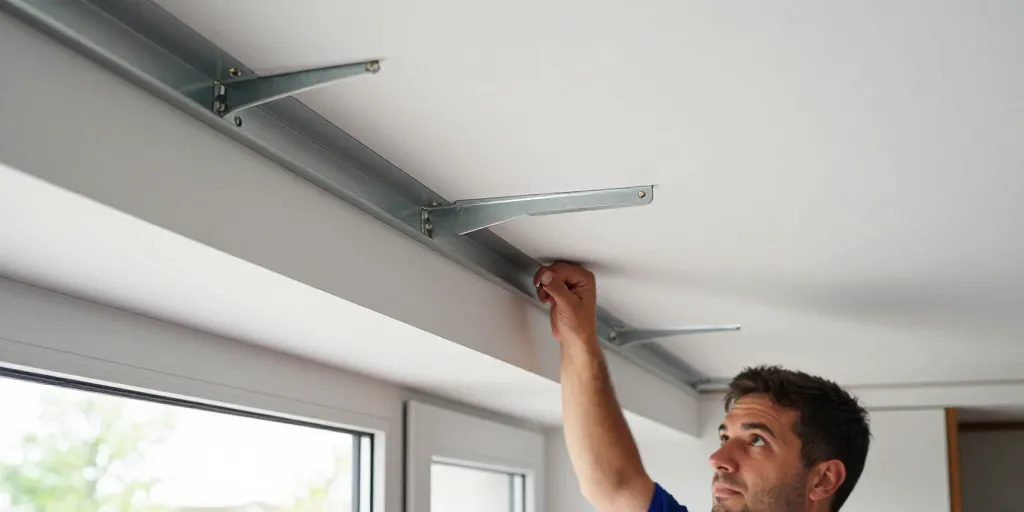 fixation plafond pour store banne